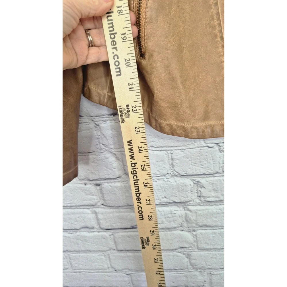 Bagatelle Tan Faux Leather Moto Jacket Western Biker XS‎